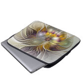 Abstrakte Fantasy-Blume Modernes Fraktal Laptopschutzhülle (Vorne Knopf)
