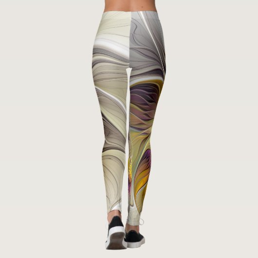 Abstrakte Fantasy-Blume Modernes Fraktal Leggings (Rückseite)