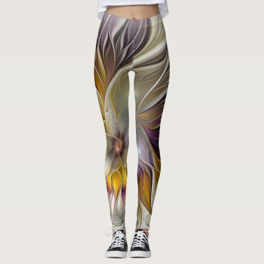 Abstrakte Fantasy-Blume Modernes Fraktal Leggings (Vorderseite)