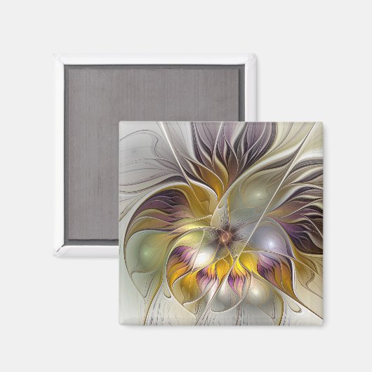 Abstrakte Fantasy-Blume Modernes Fraktal Magnet (Vorderseite/Rückseite)