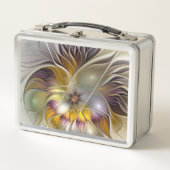 Abstrakte Fantasy-Blume Modernes Fraktal Metall Brotdose (Vorderseite)