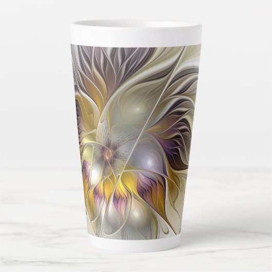 Abstrakte Fantasy-Blume Modernes Fraktal Milchtasse (Vorderseite)
