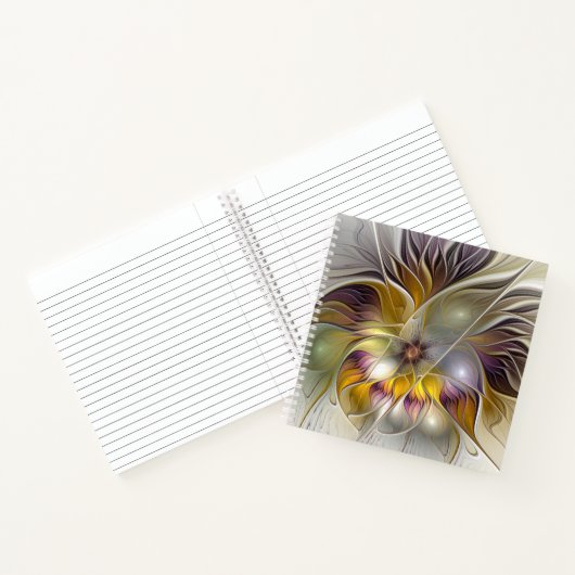 Abstrakte Fantasy-Blume Modernes Fraktal Notizblock (Innenseite)