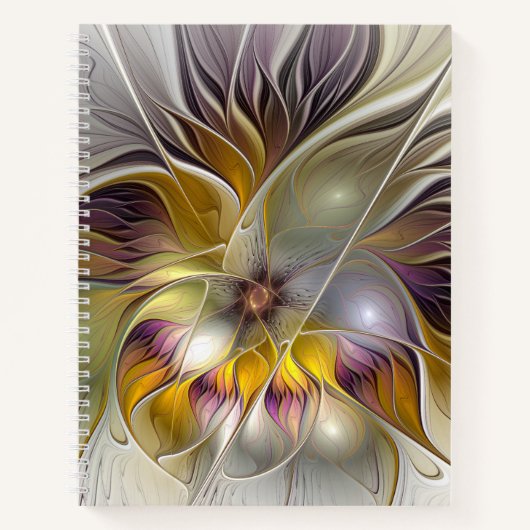 Abstrakte Fantasy-Blume Modernes Fraktal Notizblock (Vorderseite)