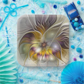 Abstrakte Fantasy-Blume Modernes Fraktal Pappteller (Party)