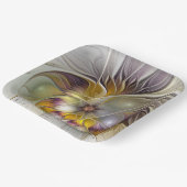 Abstrakte Fantasy-Blume Modernes Fraktal Pappteller (Gewinkelt)