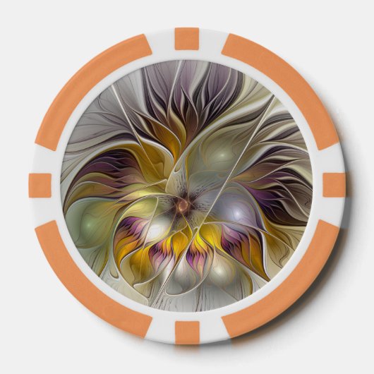 Abstrakte Fantasy-Blume Modernes Fraktal Pokerchips (Vorderseite)