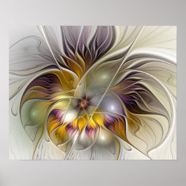 Abstrakte Fantasy-Blume Modernes Fraktal Poster