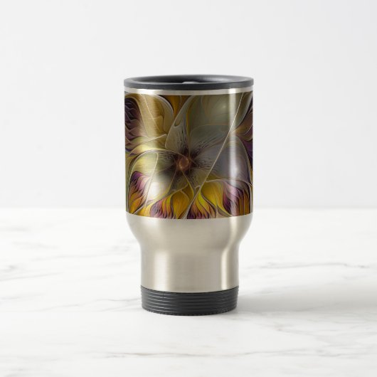 Abstrakte Fantasy-Blume Modernes Fraktal Reisebecher (Mittel)