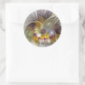 Abstrakte Fantasy-Blume Modernes Fraktal Runder Aufkleber (Tasche)