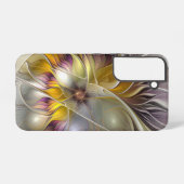 Abstrakte Fantasy-Blume Modernes Fraktal Samsung Galaxy Hülle (Rückseite (Horizontal))