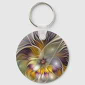 Abstrakte Fantasy-Blume Modernes Fraktal Schlüsselanhänger (Vorderseite)