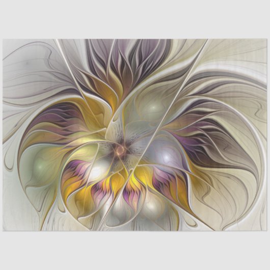 Abstrakte Fantasy-Blume Modernes Fraktal Seidenpapier (Vorderseite)