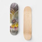 Abstrakte Fantasy-Blume Modernes Fraktal Skateboard (Vorderseite)