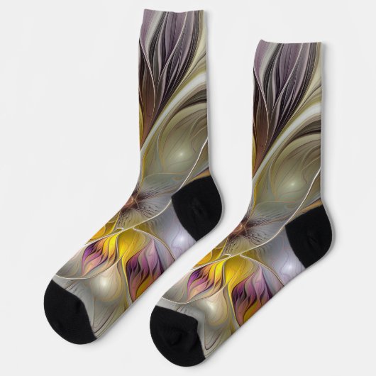 Abstrakte Fantasy-Blume Modernes Fraktal Socken (Linkes Detail)
