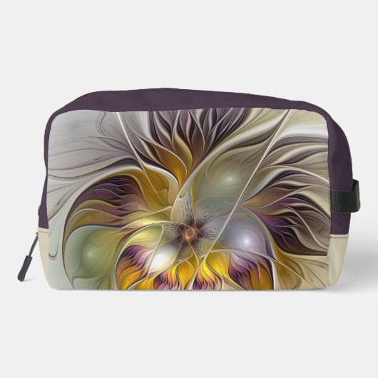 Abstrakte Fantasy-Blume Modernes Fraktal Waschbeutel (Rückseite)