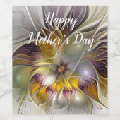 Abstrakte Fantasy-Blume Modernes Fraktal Weinetikett (Einzelnes Label)