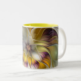 Abstrakte Fantasy-Blume Modernes Fraktal Zweifarbige Tasse