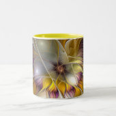 Abstrakte Fantasy-Blume Modernes Fraktal Zweifarbige Tasse (Mittel)