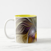 Abstrakte Fantasy-Blume Modernes Fraktal Zweifarbige Tasse (Links)