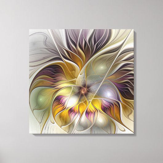 Abstrakte Fantasy Blume Modernes Triptychon Leinwanddruck (Vorderseite)