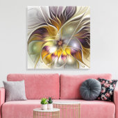 Abstrakte Fantasy Blume Modernes Triptychon Leinwanddruck (Insitu (Wohnzimmer))