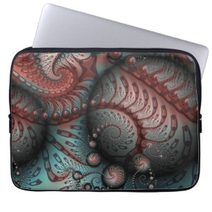 Abstrakte Fantasy-Fraktal-Kunstkugeln Braun Blau Laptopschutzhülle