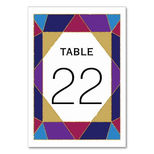 Abstrakte Farbblock Juwel Hochzeit Tischnummer (Vorderseite)