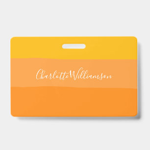 Abstrakte Farbblockstreifen Orange Personalisiert  Ausweis