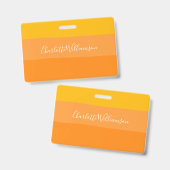 Abstrakte Farbblockstreifen Orange Personalisiert Ausweis (Vorder- & Rückseite)