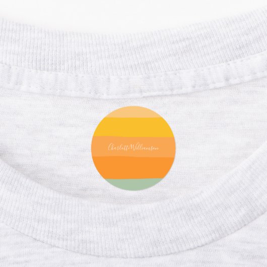 Abstrakte Farbblockstreifen Orange Personalisiert Etiketten (Befestigt)