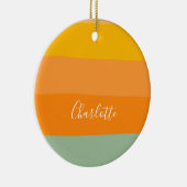 Abstrakte Farbblockstreifen Orange Personalisiert Keramik Ornament (Rechts)