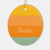 Abstrakte Farbblockstreifen Orange Personalisiert Keramik Ornament (Links)