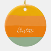 Abstrakte Farbblockstreifen Orange Personalisiert Keramik Ornament (Hinten)