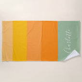 Abstrakte Farbblockstreifen Orange Personalisiert Strandtuch (Vorderseite)