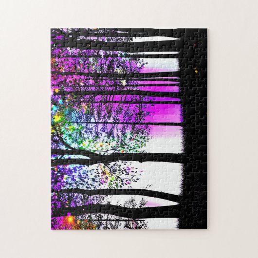 Abstrakte Farbe auf Schwarzen Silhouetten Puzzle (Vertikal)