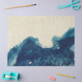 Abstrakte Farbe des blauen Wassers auf Cremedekoup Seidenpapier (Basteln)