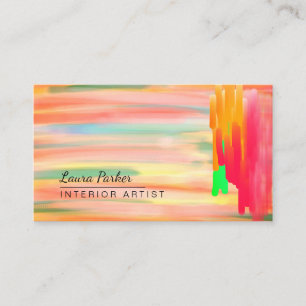 Abstrakte Farbe Farbe Roter Orange Künstler Visitenkarte