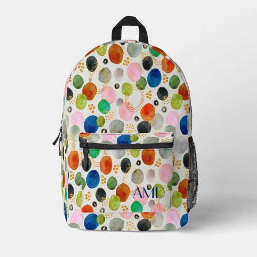 Abstrakte Farbe Gold Glitzer Art + Monogramm Bedruckter Rucksack (Vorderseite)