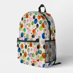 Abstrakte Farbe Gold Glitzer Art + Monogramm Bedruckter Rucksack