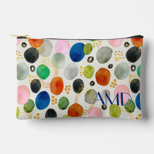 Abstrakte Farbe Gold Glitzer Art + Monogramm Zubehörtasche (Vorderseite)