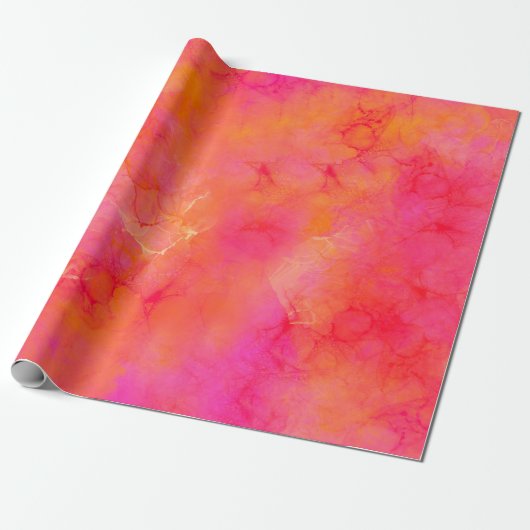 Abstrakte Farbe im Wasser Rosa Farbe Orange Geschenkpapier (Ungerollt)