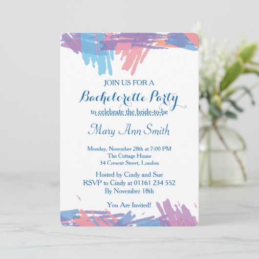 Abstrakte Farbe mit Bachelor-Party Einladung (Stehend Vorderseite)