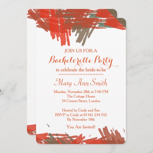 Abstrakte Farbe mit Bachelor-Party Einladung (Vorne/Hinten)