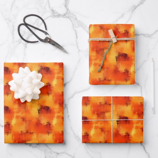Abstrakte Farbe Orange/Gelb Geschenkpapier Set (Vorderseite)