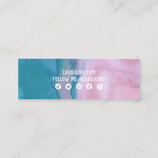 Abstrakte Farbe Rosa Aquamarine soziale Symbole Mini Visitenkarte (Rückseite)