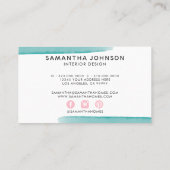 Abstrakte Farbe Rosa Gelb Blau Design Visitenkarte (Rückseite)