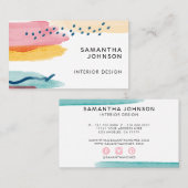 Abstrakte Farbe Rosa Gelb Blau Design Visitenkarte (Vorne/Hinten)