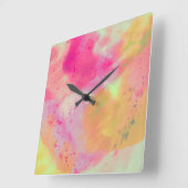 Abstrakte Farbe Rosa Gelb Lila Quadratische Wanduhr (Winkel)
