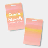 Abstrakte Farbe Rosa Gelb Personalisiert Ausweis (Front & Back)